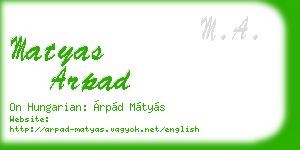 matyas arpad business card